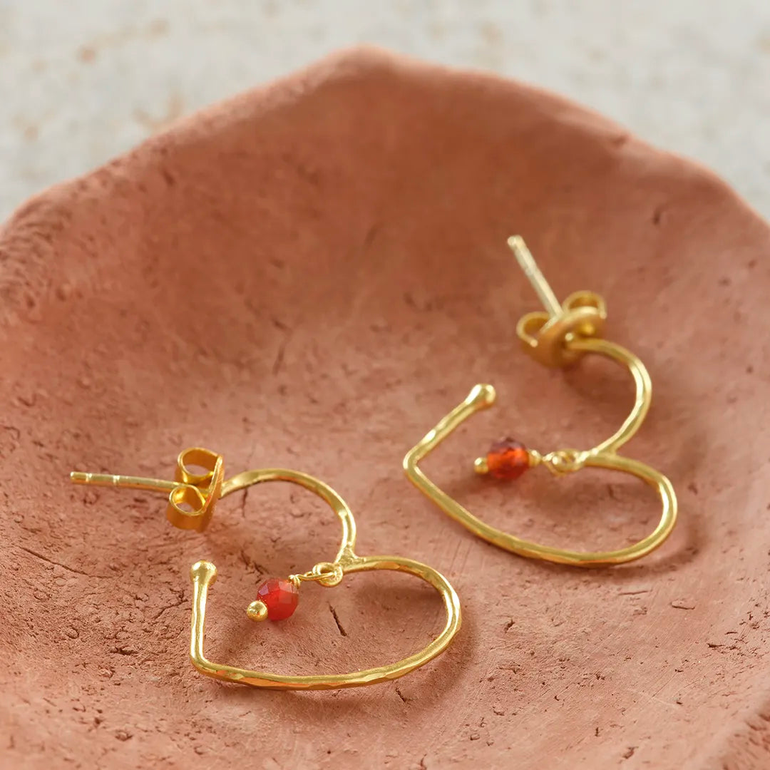 Cheery Carnelian Earrings Gold Plated