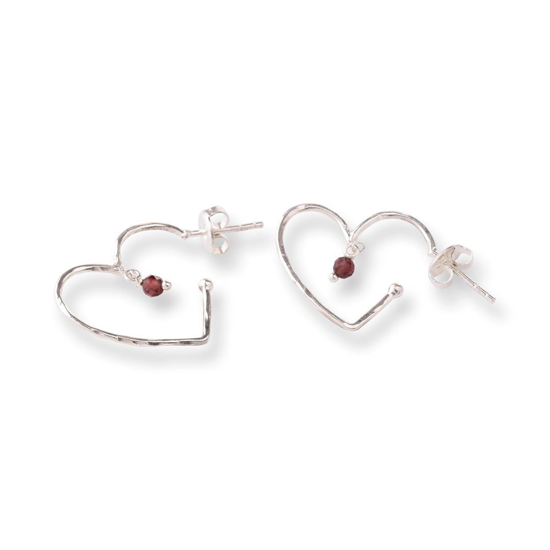 Cheery Garnet Earrings Silver Plated