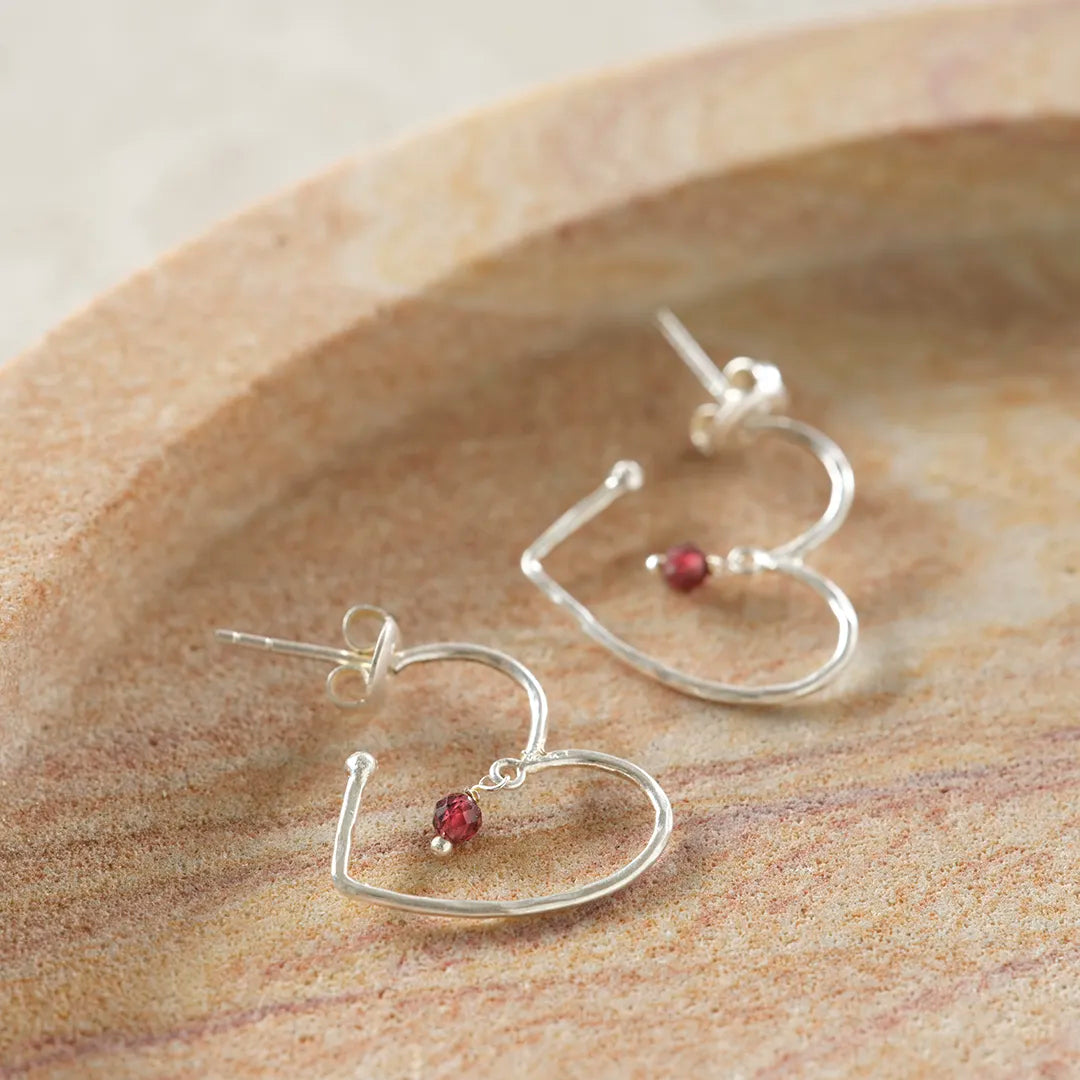 Cheery Garnet Earrings Silver Plated