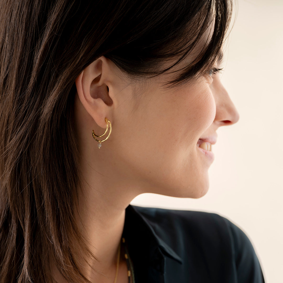 Cheery Labradorite Earrings Gold Plated