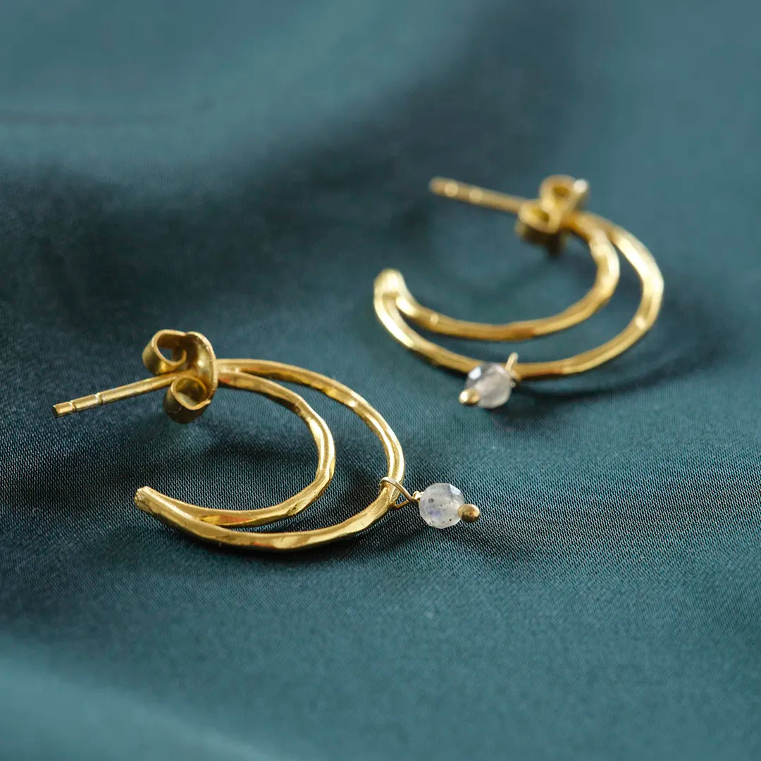 Cheery Labradorite Earrings Gold Plated