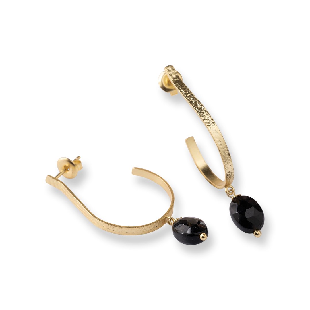 Attracted Black Onyx Earrings Gold Plated