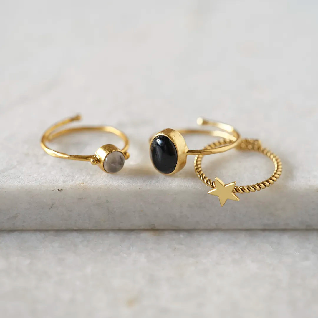 Visionary Black Onyx Ring Gold Plated