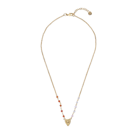 Truthful Rose Quartz Carnelian Necklace Gold Plated