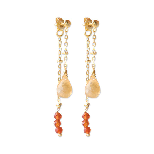 Felicity Citrine Carnelian Earrings Gold Plated