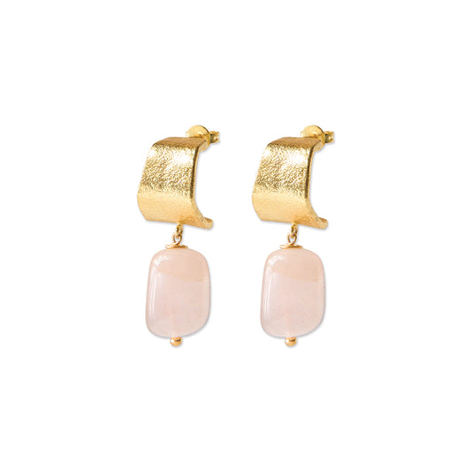 Honest Rose Quartz Earrings Gold Plated