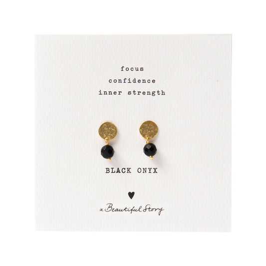 Mini Coin Black Onyx Gold Plated Earrings