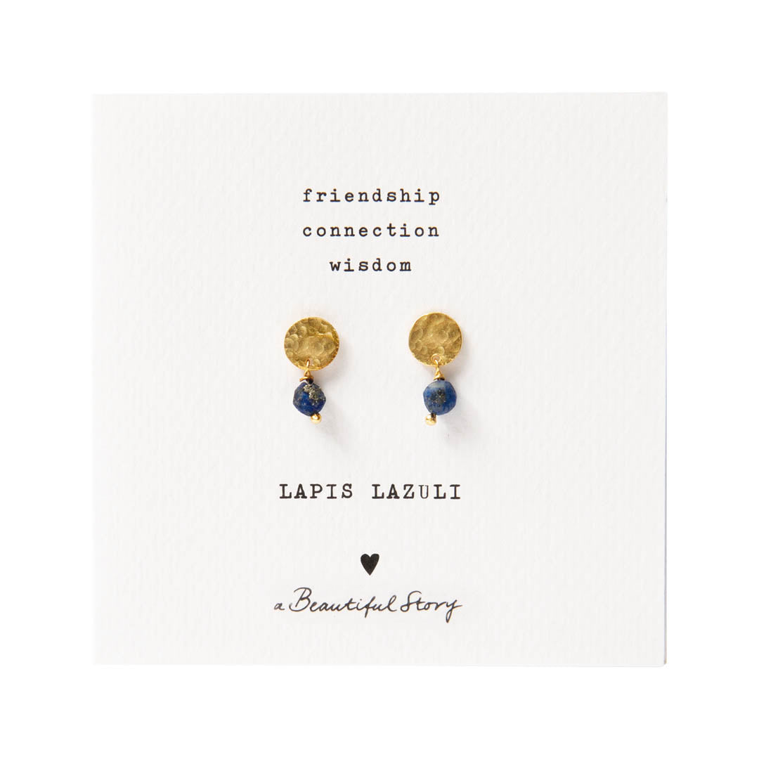 Mini Coin Lapis Lazuli Gold Plated Earrings