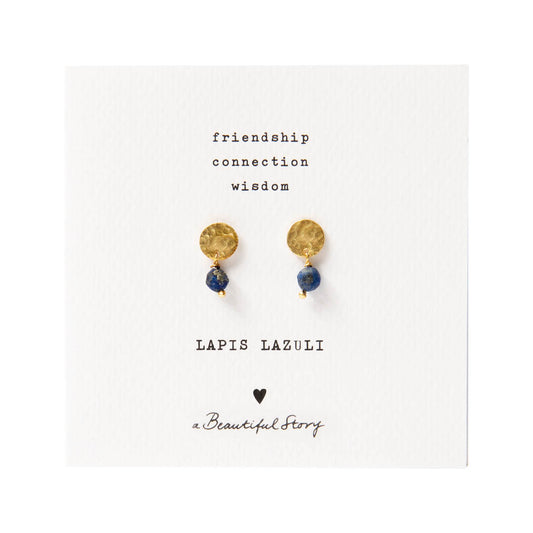 Mini Coin Lapis Lazuli Gold Plated Earrings