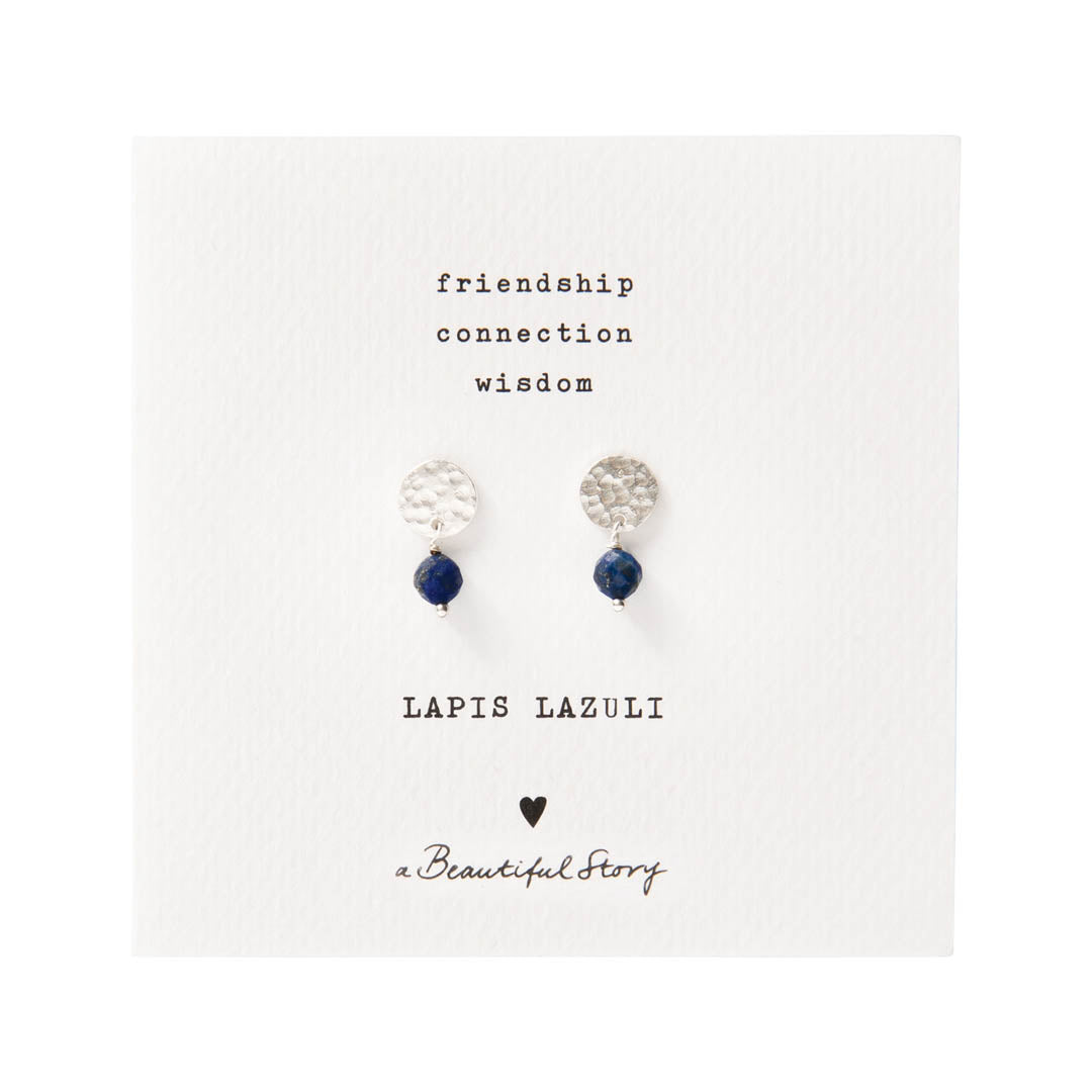 Mini Coin Lapis Lazuli Silver Plated Earrings