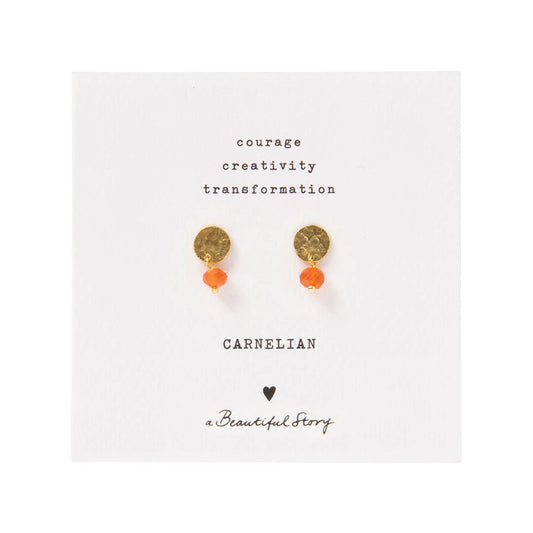 Mini Coin Carnelian Gold Plated Earrings