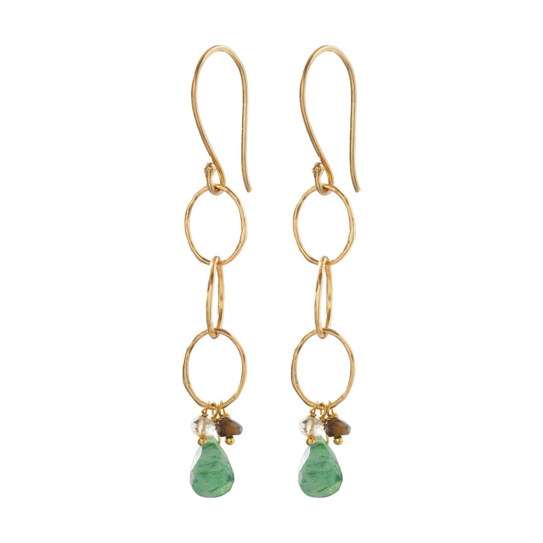 Glowing Aventurine Mix Gold Earrings