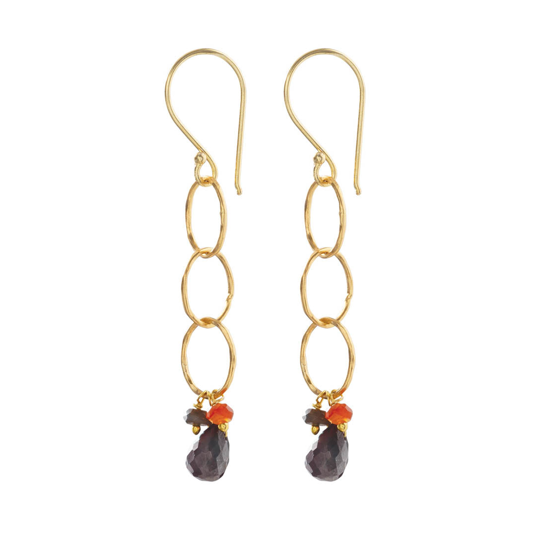 Glowing Garnet Mix Gold Earrings