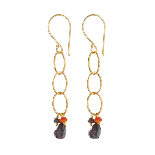 Glowing Garnet Mix Gold Earrings