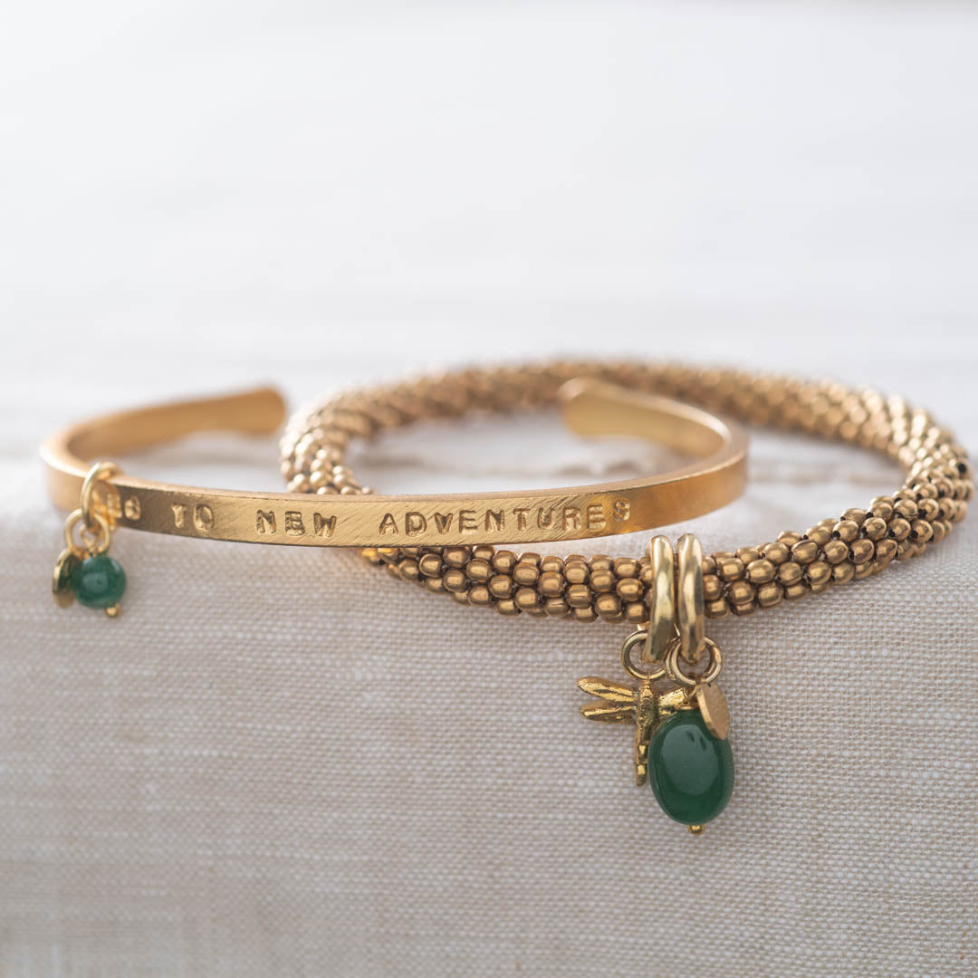 Pure Aventurine Gold Plated Bracelet