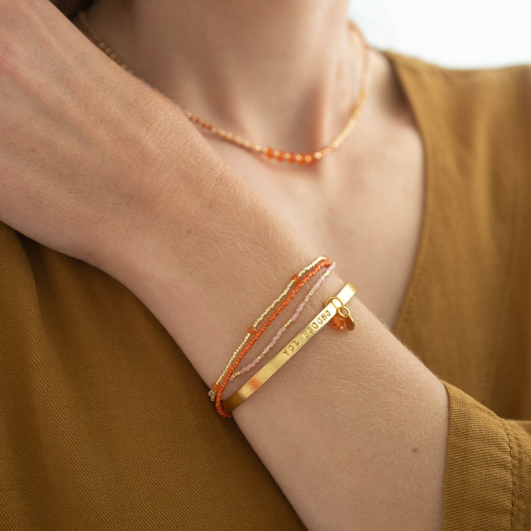 Pure Carnelian Gold Plated Bracelet