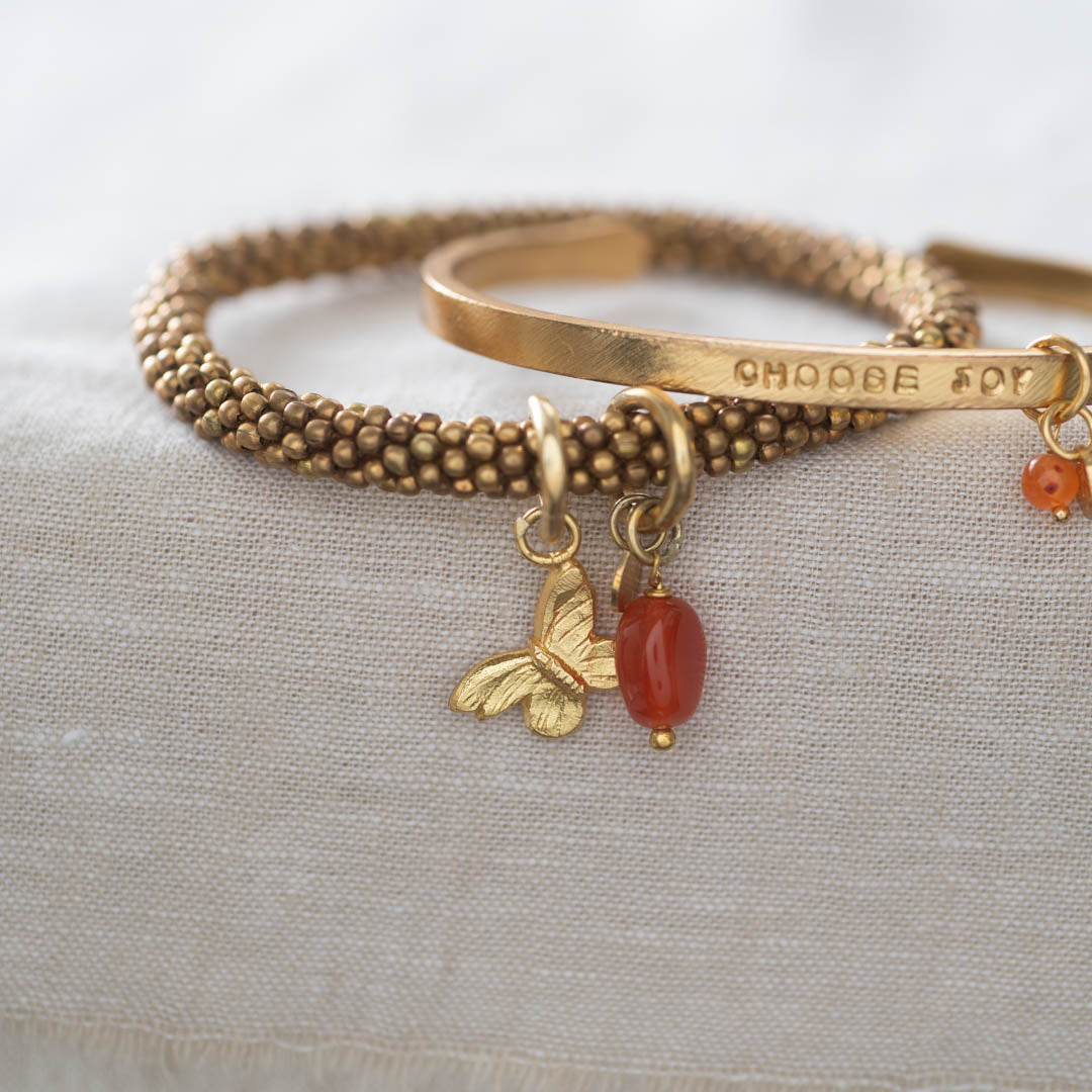 Pure Carnelian Gold Plated Bracelet