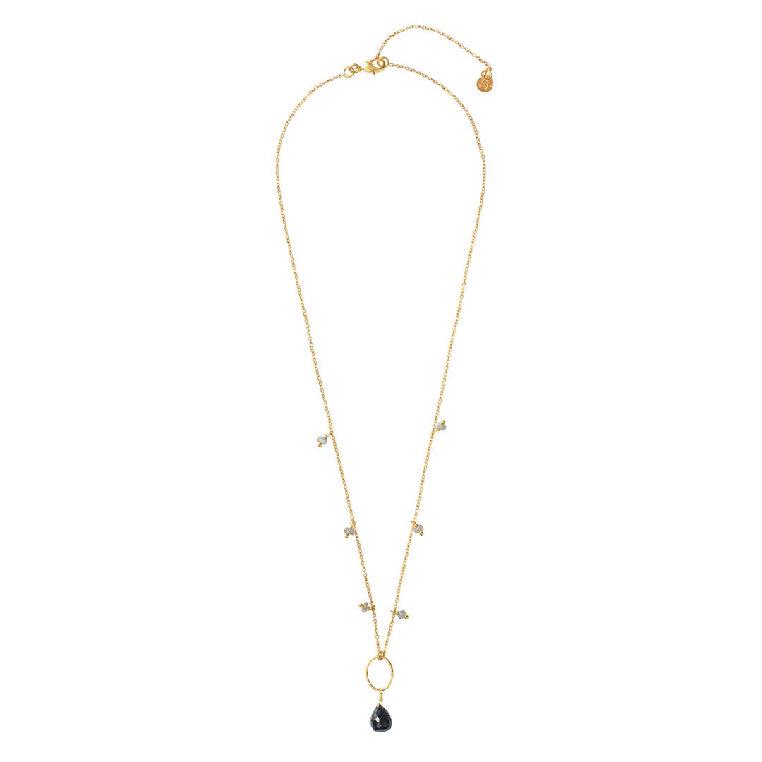 Heaven Labradorite Black Onyx Gold Necklace