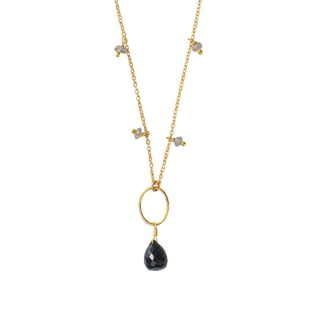 Heaven Labradorite Black Onyx Gold Necklace