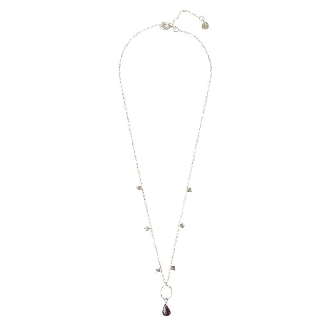 Heaven Garnet Labradorite Silver Necklace