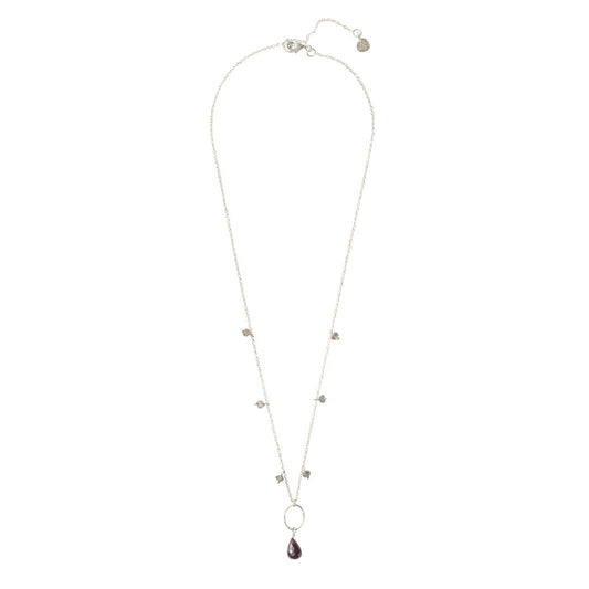 Heaven Garnet Labradorite Silver Necklace