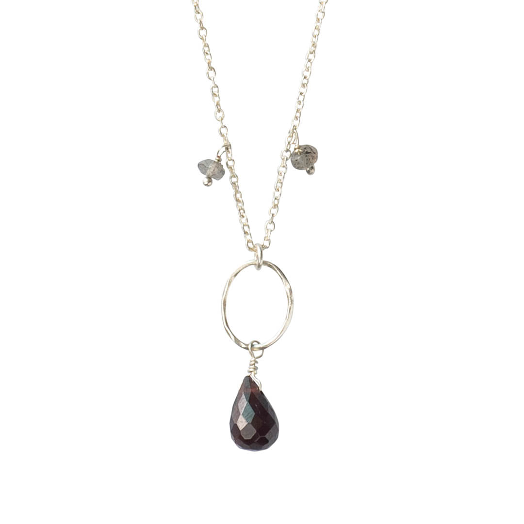 Heaven Garnet Labradorite Silver Necklace