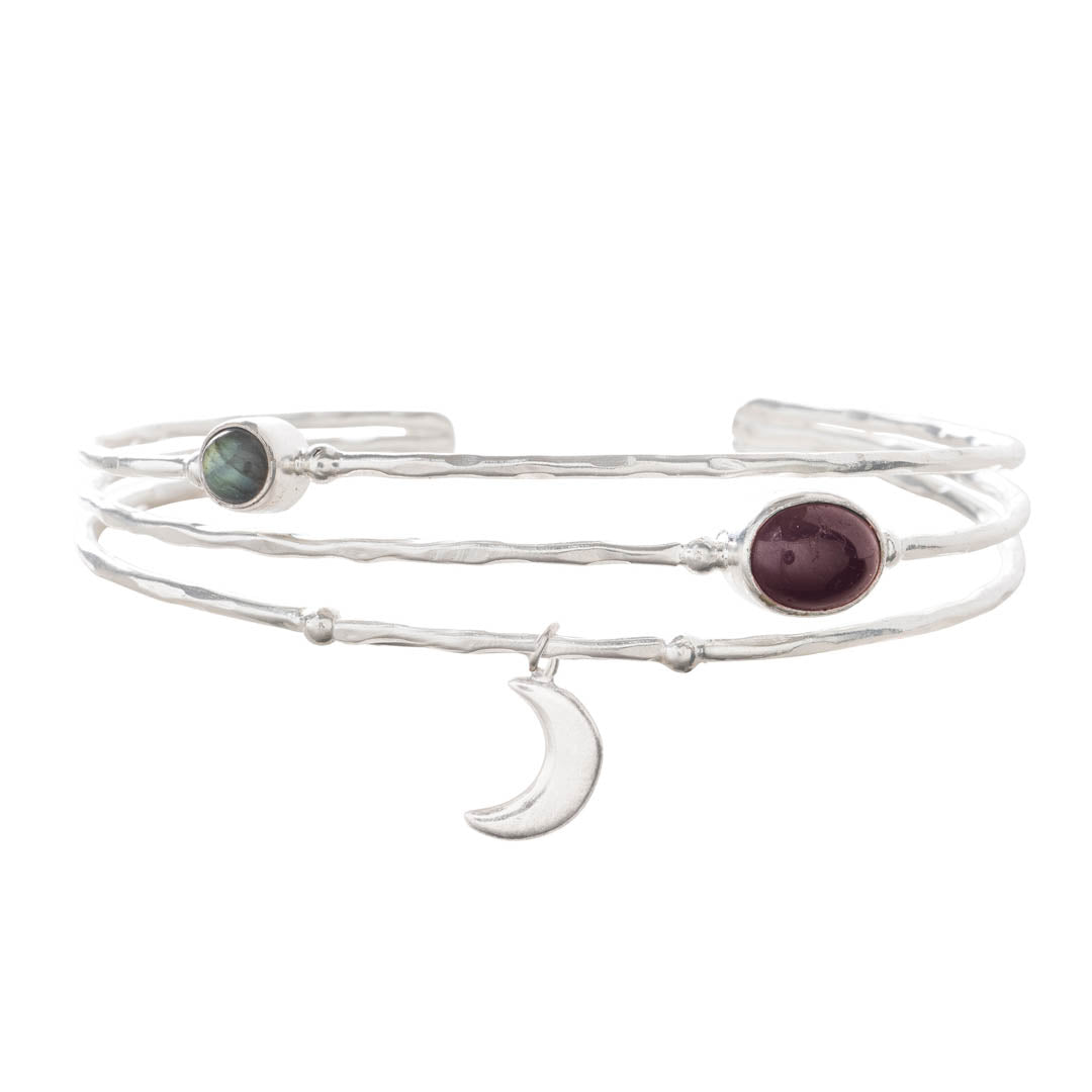 Glory Labradorite Garnet Silver Bracelet