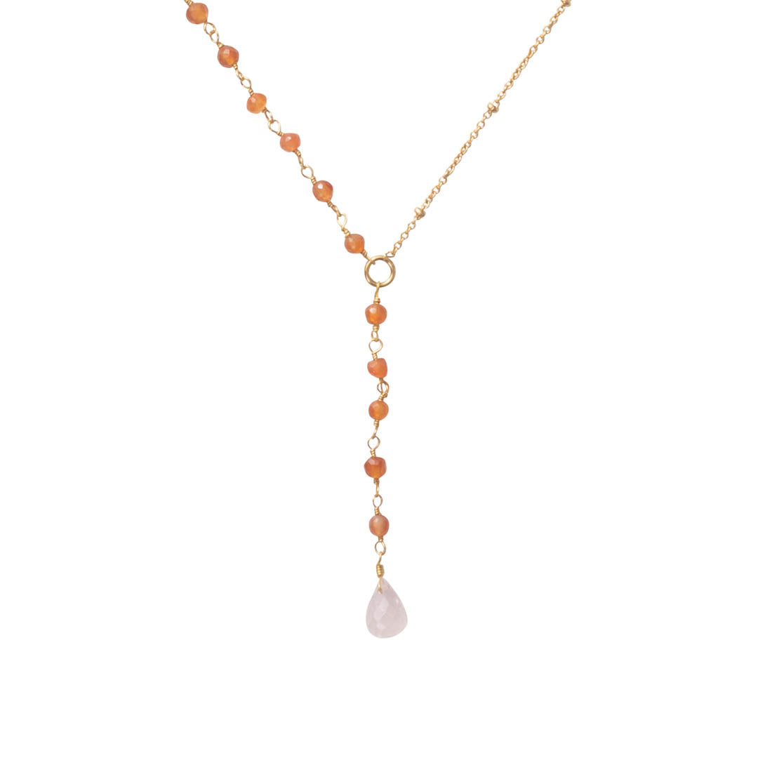 Dawn Carnelian Rose Quartz Gold Necklace