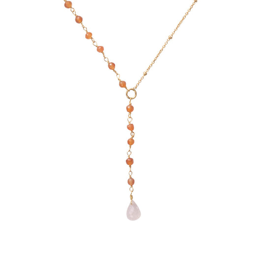 Dawn Carnelian Rose Quartz Gold Necklace