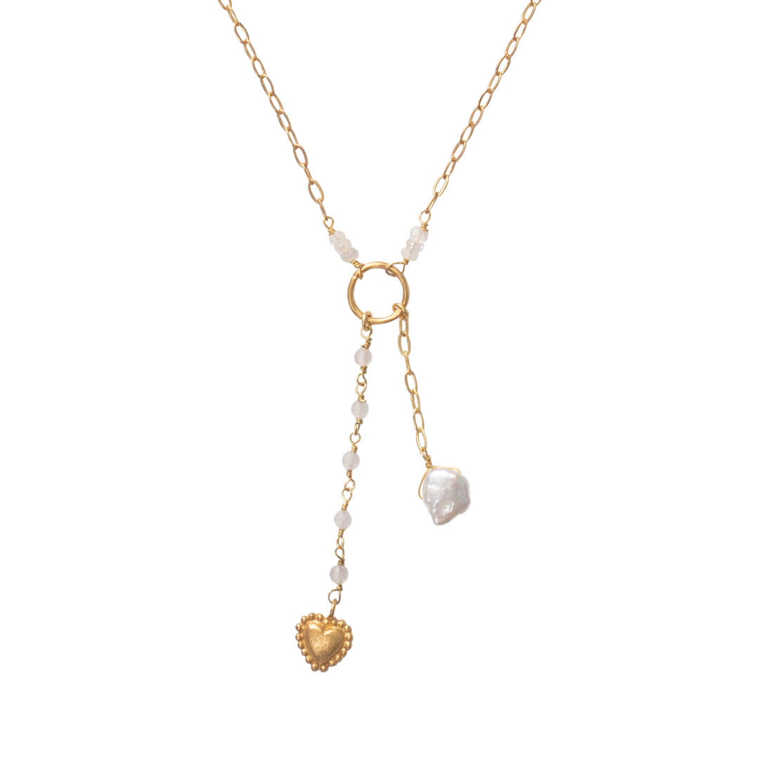 Optimist Moonstone Rose Quartz Gold Plated Necklace