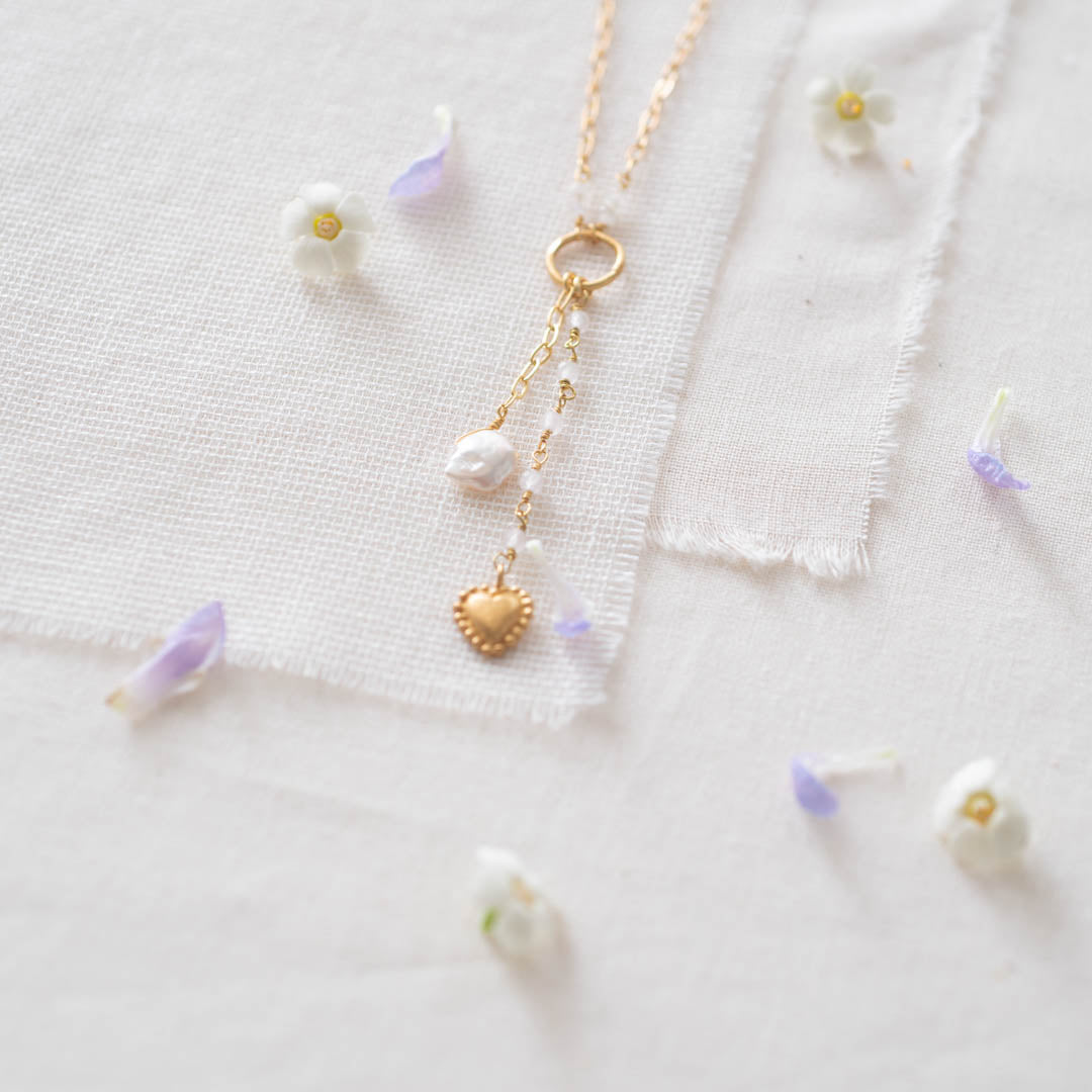 Optimist Moonstone Rose Quartz Gold Plated Necklace