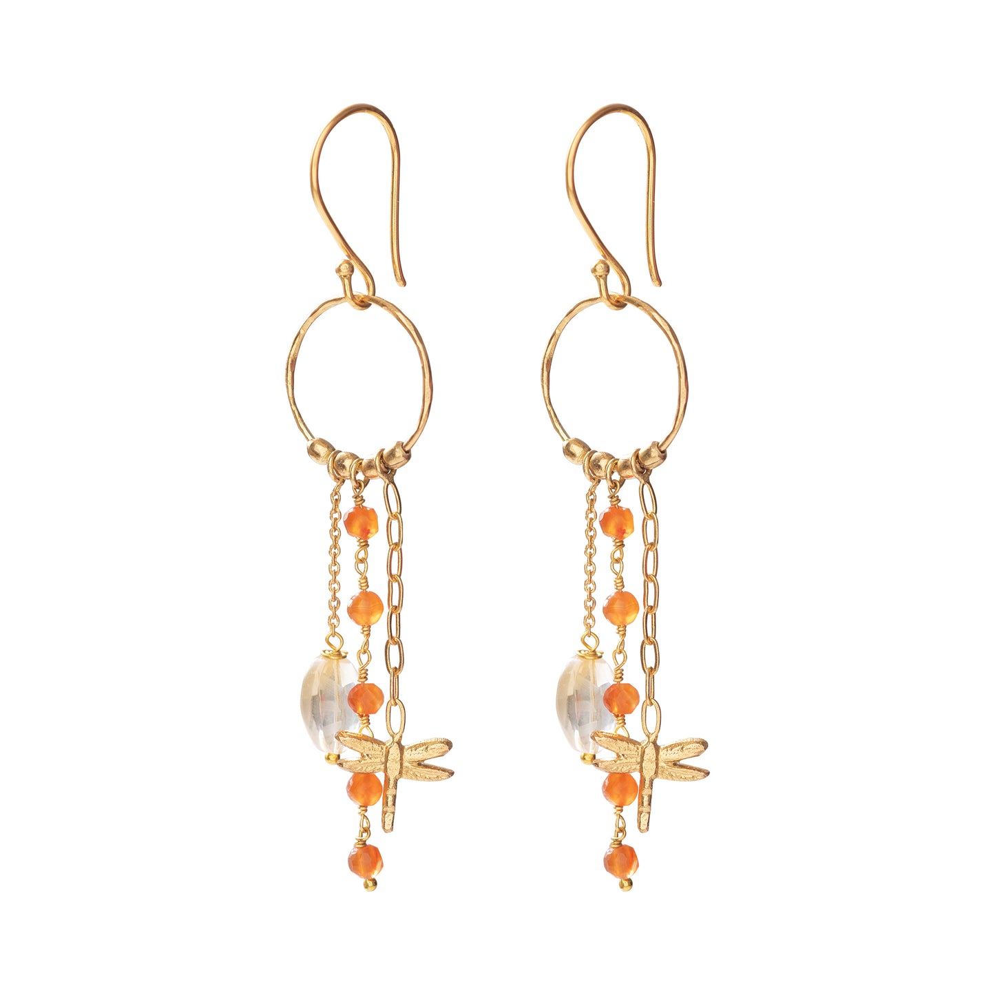 Balance Citrine Carnelian Gold Plated Earrings