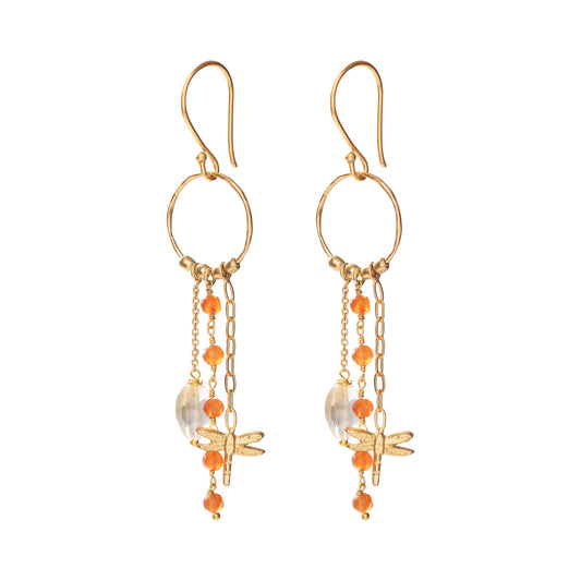 Balance Citrine Carnelian Gold Plated Earrings