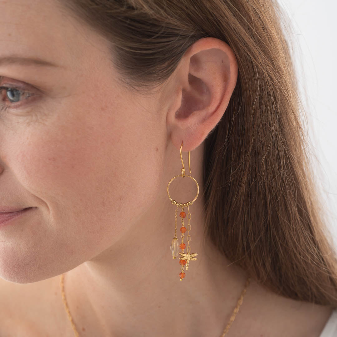 Balance Citrine Carnelian Gold Plated Earrings