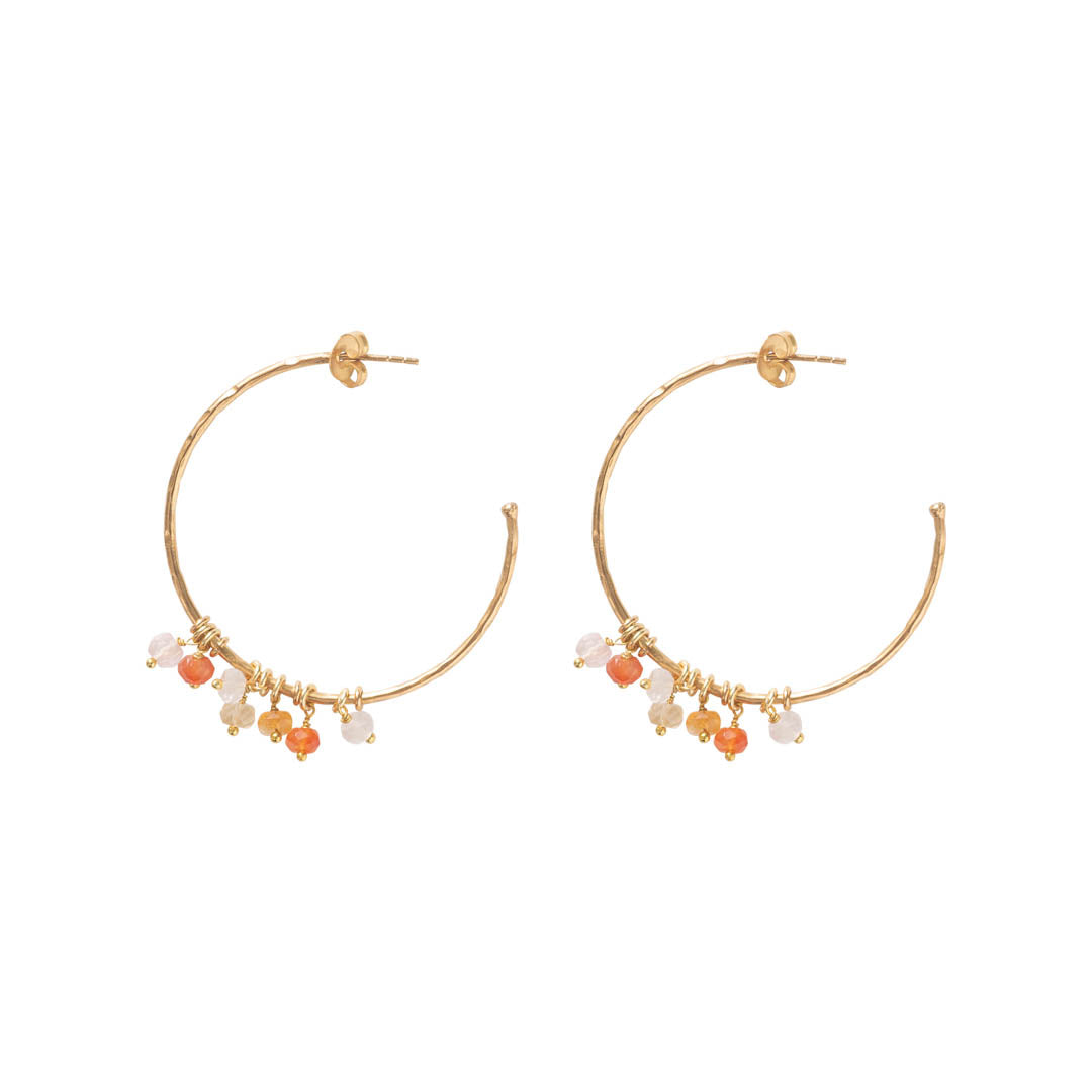 Aurora Rose Quartz Carnelian Citrine Gold Plated Earrings