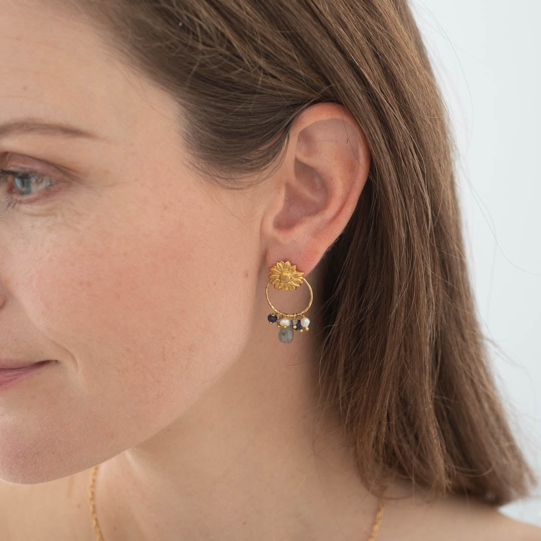 Euphoria Labradorite Lapis Lazuli Gold Plated Earrings