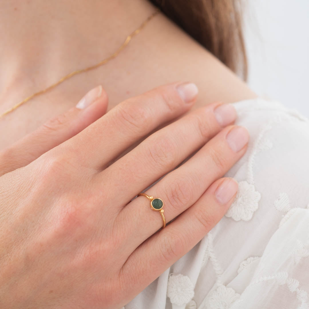 Faithful Aventurine Gold Plated Ring