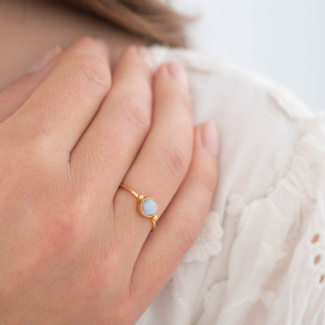 Faithful Blue Lace Agate Gold Plated Ring