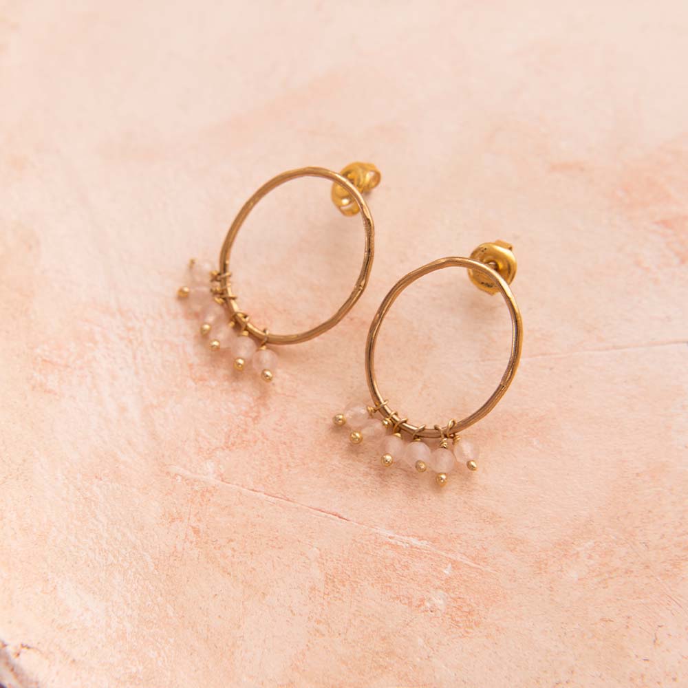 Serenity Rose Quartz Gold Plated Earrings