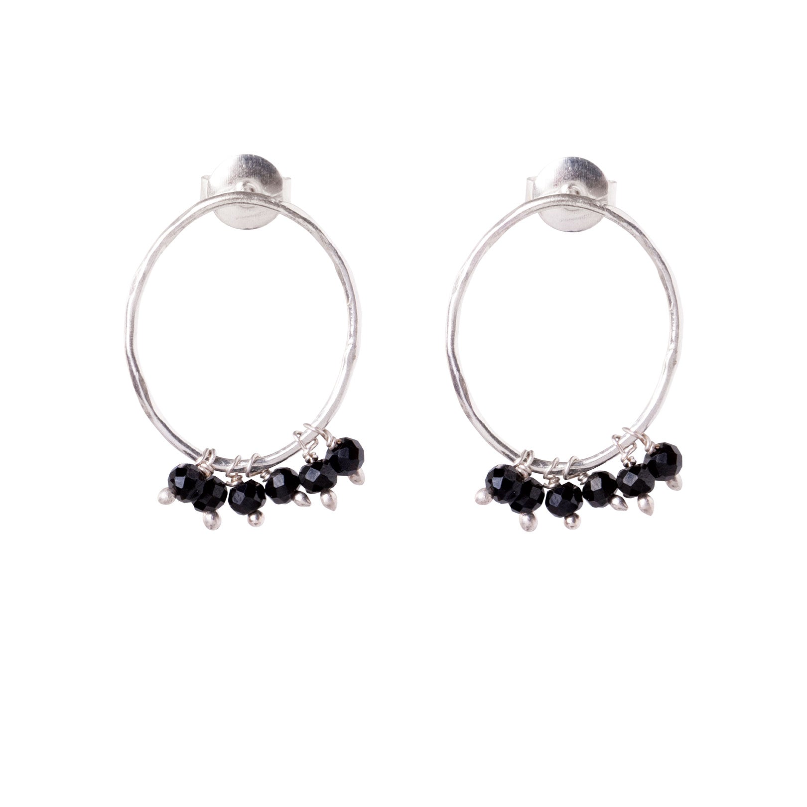 Serenity Black Onyx Silver Plated Earrings