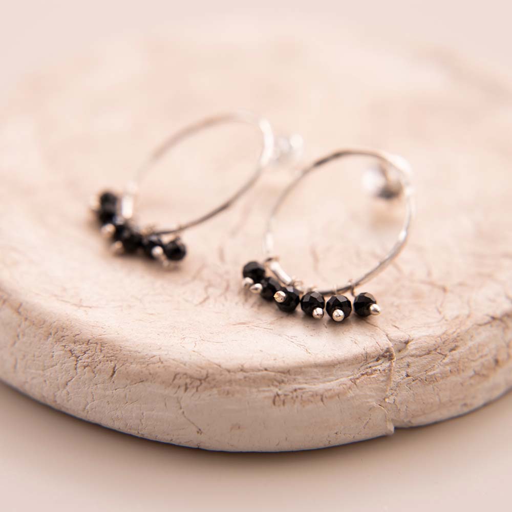 Serenity Black Onyx Silver Plated Earrings