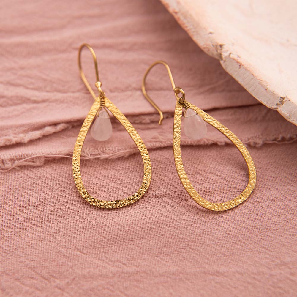 Affection Rose Quartz Gold Plated Earrings