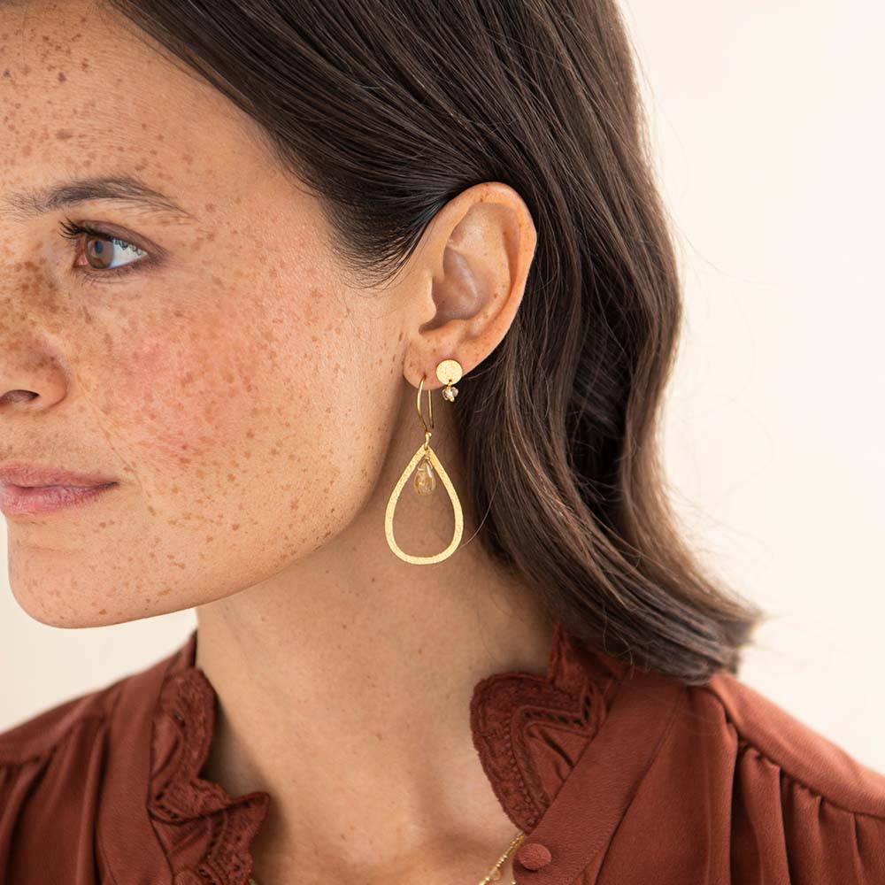 Affection Citrine Gold Plated Earrings