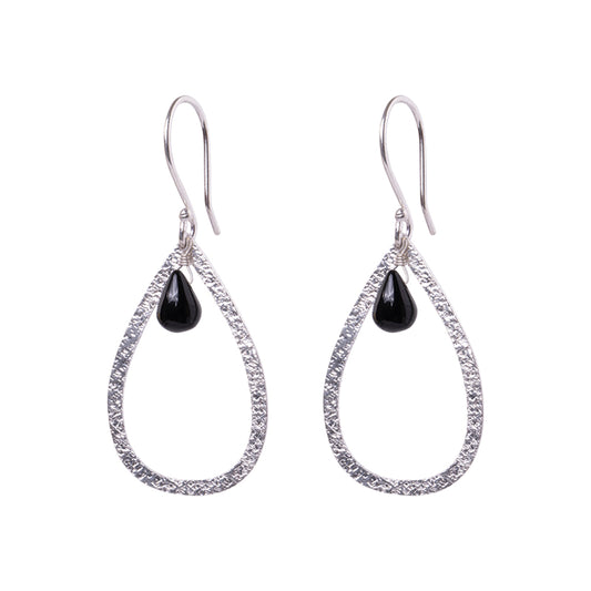 Affection Black Onyx Silver Plated Earrings