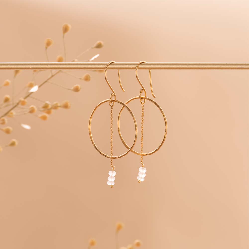 Talent Rose Quartz Gold Plated Earrings