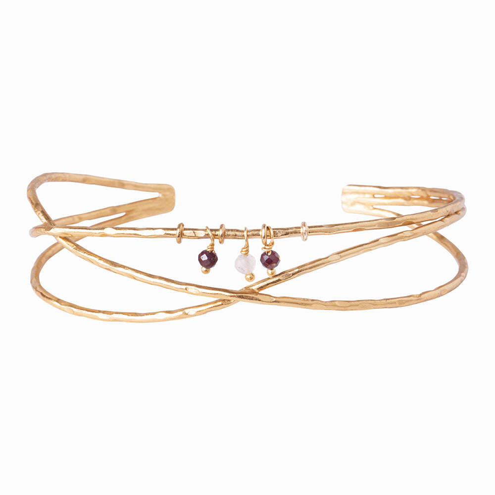 Vision Garnet Rose Quartz Gold Plated Bracelet