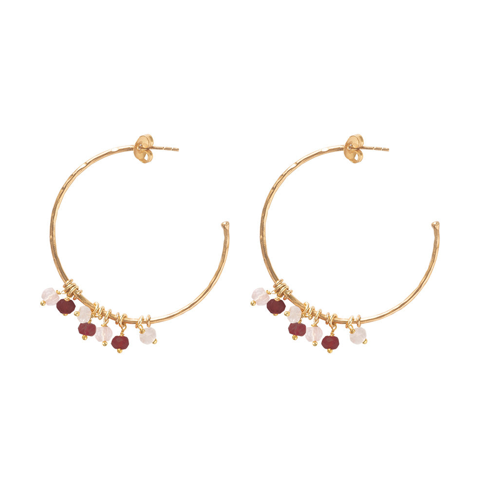 Aurora Garnet Rose Quartz Gold Plated Earrings