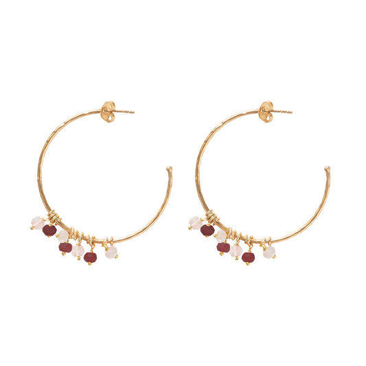 Aurora Garnet Rose Quartz Gold Plated Earrings