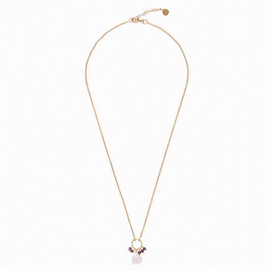 Illusion Rose Quartz Garnet Gold Plated Necklace