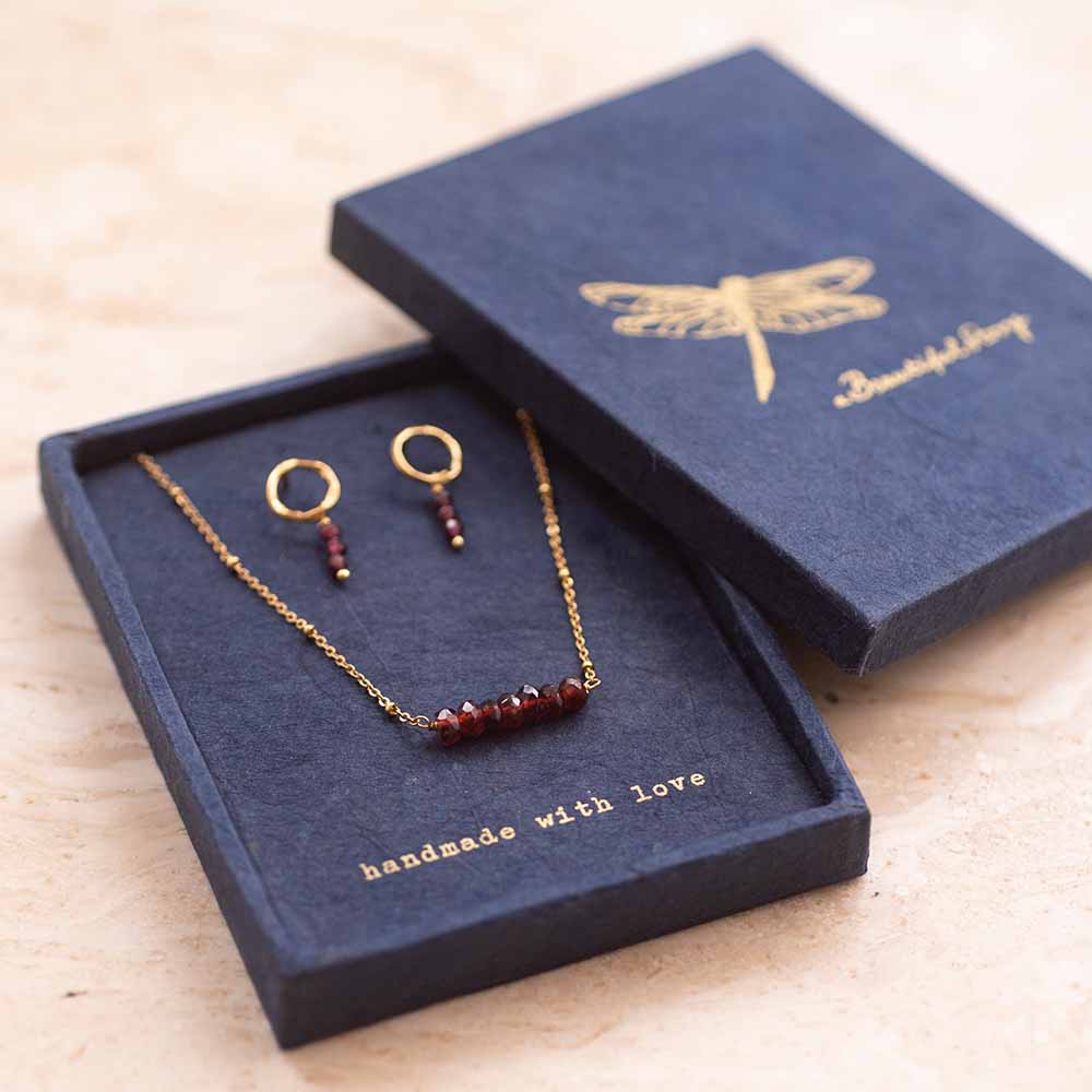 Gift Set Power Garnet Gold Plated